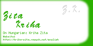 zita kriha business card